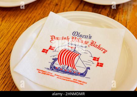 Solvang, OCT 24 2015 - Close up shot of a tissue in Danish village Bakery Stock Photo