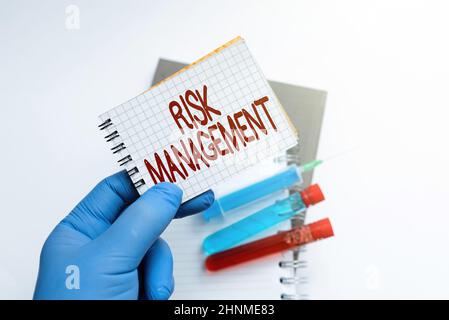 Handwriting text Risk Management, Business showcase evaluation of financial hazards or problems with procedures Writing Important Medical Notes Labora Stock Photo