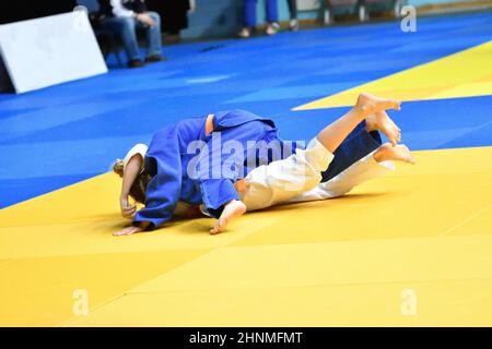 Girls compete in Judo Stock Photo