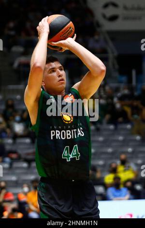 Granada, Spain. 17th Feb, 2022. 17th February 2022; Palace Municipal of Deportes; Granada; Andalucia; Spain; Liga Endesa ACB; Quarter Finals; Copa del Rey; Joventut vs Lenovo Tenerife; Joel Parra (Joventut) 900/Cordon Press Credit: CORDON PRESS/Alamy Live News Stock Photo