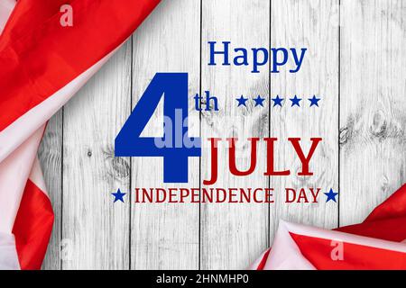 Happy 4th of July Over Distressed Wood Background Stock Photo