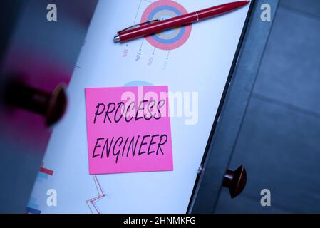 Sign displaying Process Engineer, Concept meaning responsible for developing new industrial processes Thinking New Bright Ideas Renewing Creativity An Stock Photo