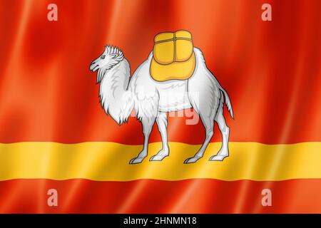 Chelyabinsk state - Oblast -  flag, Russia waving banner collection. 3D illustration Stock Photo