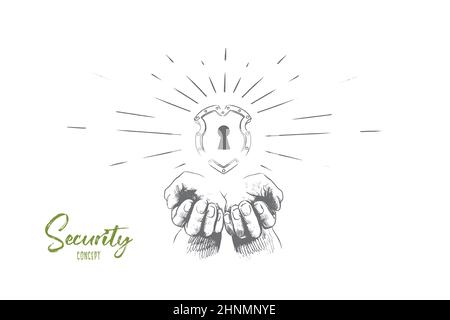 lock and hands sign - business icon set Stock Photo - Alamy