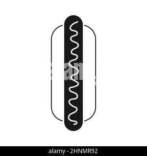 Hot dog grey white vector icon Stock Vector