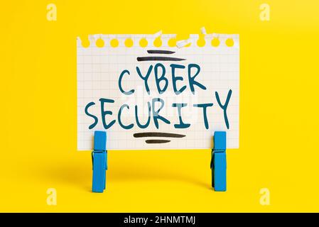 Text showing inspiration Cyber Security, Business concept Protect a computer system against unauthorized access Colorful Idea Presentation Displaying Stock Photo