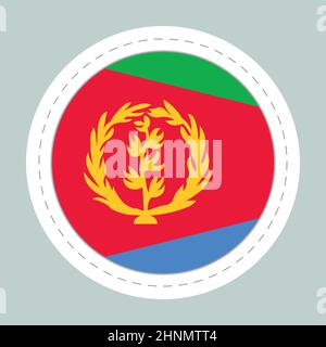Sticker ball with flag of Eritrea. Round sphere, template icon. Eritrean national symbol. Glossy realistic ball, 3D abstract vector illustration. Big Stock Vector