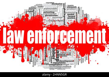 Law enforcement word cloud concept on white background, 3d rendering. Stock Photo