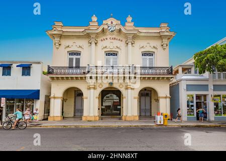 The San Carlos Institute, also known as the San Carlos, is a Cuban heritage center and museum located at 516 Duval Street in Key West, Florida Stock Photo