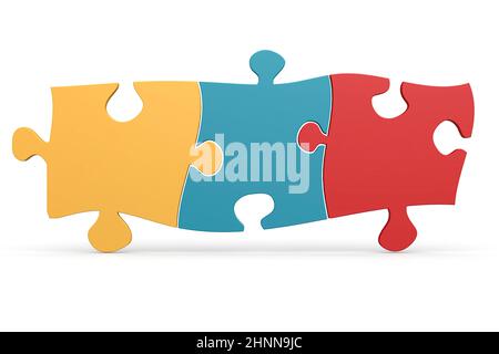 Colorful jigsaw puzzle isolated, 3D rendering Stock Photo