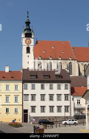 famous  Piarist  Church  in Krems, Austria. The Church was built in the early 17th Century. Stock Photo