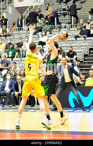 Granada, Spain. 17th Feb, 2022. 17th February 2022; Palace Municipal of Deportes; Granada; Andalucia; Spain; Liga Endesa ACB; Quarter Finals; Copa del Rey; Joventut vs Lenovo Tenerife; Guillem Vives (Joventut) 900/Cordon Press Credit: CORDON PRESS/Alamy Live News Stock Photo