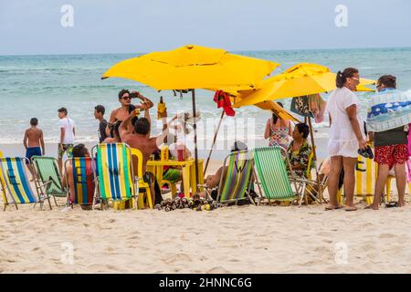 local people enjoy the vacation at Frances beach, Brazil Stock Photo