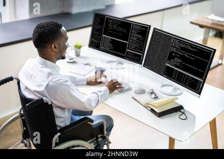 African American Web Developer. Software Programmer Coding Stock Photo