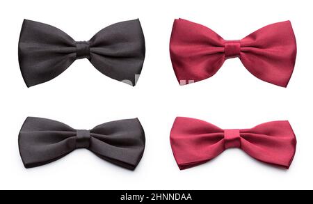 Red and black bow ties set. Isolated on white Stock Photo