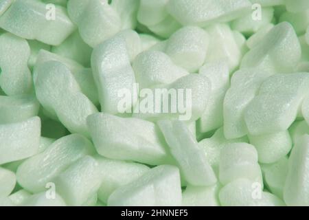 Air bags for packaging. Delivery from the online store in a box Styrofoam granular packaging filler for parcels, Protective Packaging . Stock Photo