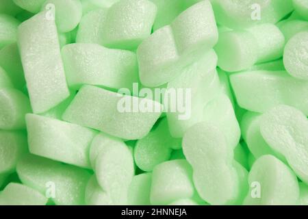 Air bags for packaging. Delivery from the online store in a box Styrofoam granular packaging filler for parcels, Protective Packaging . Stock Photo