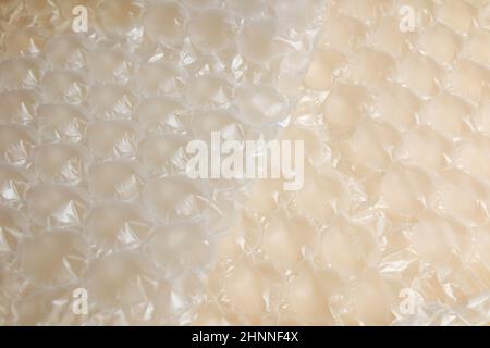 Air bags for packaging. Delivery from the online store in a box is well-packed, plastic pillows, plastic with air to protect products inside the air b Stock Photo