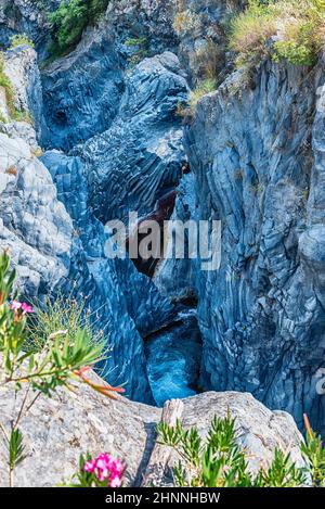 A day at the scenic Alcantara River Park, Sicily, Italy Stock Photo