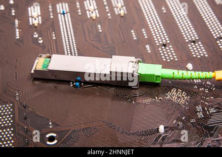 Optical gigabit SFP module for network Stock Photo