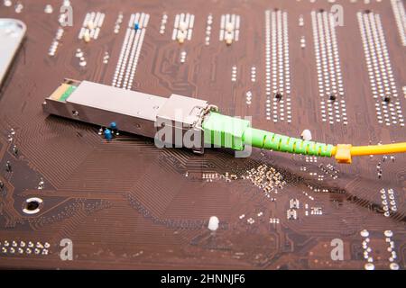 Optical gigabit SFP module for network Stock Photo