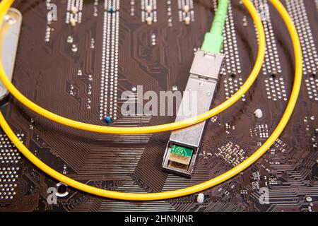 Optical gigabit SFP module for network Stock Photo