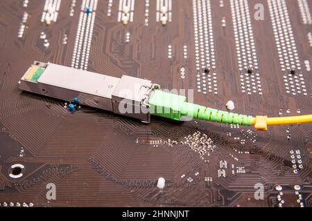 Optical gigabit SFP module for network Stock Photo