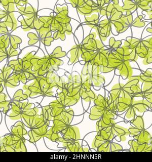 Trendy seamless floral pattern with ornament. Colorful flowers on light background. Simple minimalistic pattern with nature elements. Vector Stock Vector