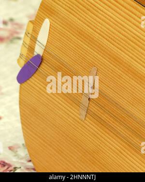 a musician is holding a saz, turkish musical instruments, close-up baglama, Stock Photo