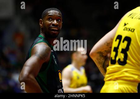 Granada, Spain. 17th Feb, 2022. 17th February 2022; Palace Municipal of Deportes; Granada; Andalucia; Spain; Liga Endesa ACB; Quarter Finals; Copa del Rey; Joventut vs Lenovo Tenerife; Brandon Paul (Joventut) 900/Cordon Press Credit: CORDON PRESS/Alamy Live News Stock Photo