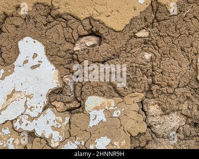 Clay sinuous texture. Brown sandy old background. Stock Photo