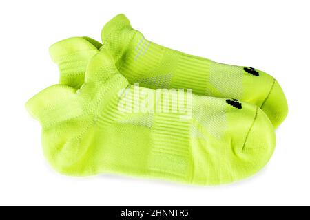 new green sports socks isolated on white background Stock Photo