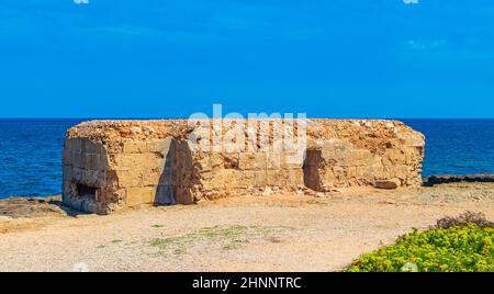 Sculptures coast and beach landscape panorama Can Picafort Mallorca Spain. Stock Photo