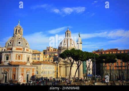 Roma, Italy - December 29, 2018: View of Piazza Venezia from Vittoriano, Vittorio Emanuele II Monument . Italy capital landmarks. Stock Photo
