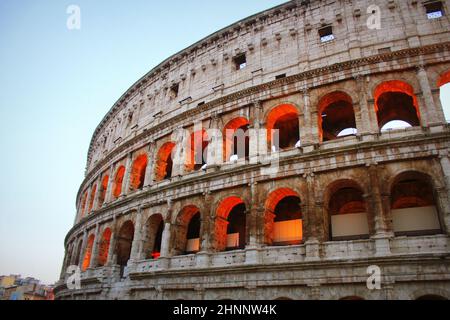 The iconic ancient Colosseum of Rome Stock Photo