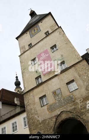 Stadttorturm von  Baunau am Inn, Österreich, Europa - City gate tower of Braunau am Inn, Austria, Europe Stock Photo