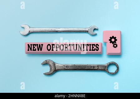 Inspiration showing sign New Opportunities. Conceptual photo exchange views condition favorable for attainment goal Creating New Programming Guidebook, Typing Program Source Codes Stock Photo