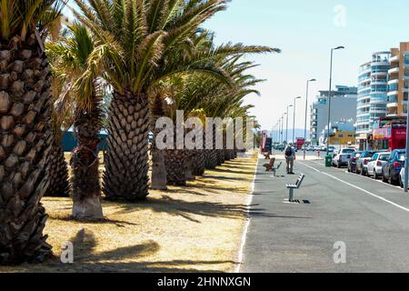 Street in Mouille Sea Point promenade, Cape Town, South Africa. Stock Photo