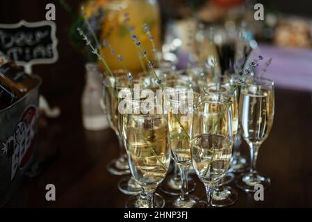 wedding glasses for wine  from clear crystal Stock Photo