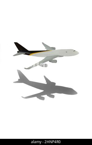 Flying commercial passenger jet plane Take off airplane. Isolated on white background and copy space Stock Photo