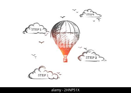 Process infographic concept. Hand drawn steps of process. Illustration ...