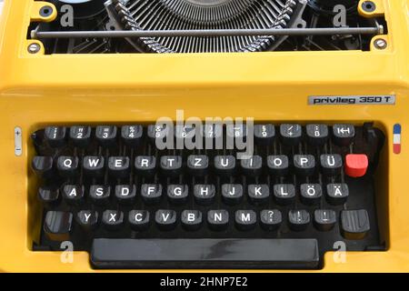 the keyboard of an old typewriter from around 1970, 'Made in Germany' Stock Photo