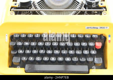 the keyboard of an old typewriter from around 1970, 'Made in Germany' Stock Photo