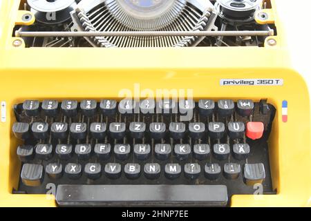 the keyboard of an old typewriter from around 1970, 'Made in Germany' Stock Photo