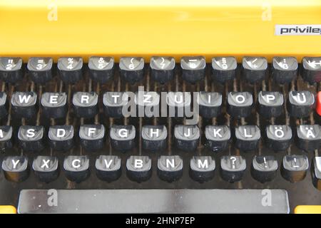 the keyboard of an old typewriter from around 1970, 'Made in Germany' Stock Photo