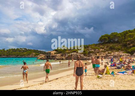 Turquoise beach bay Cala Samarador Amarador Mallorca Balearic Islands Spain. Stock Photo