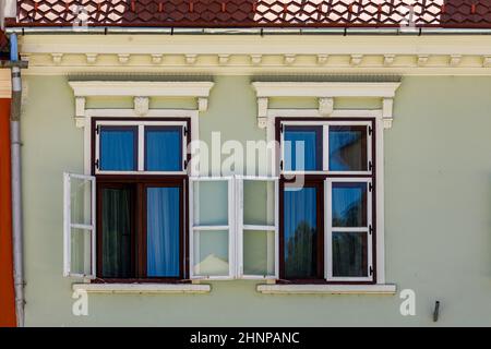 old windows in the building Stock Photo