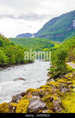 Beautiful turquoise river Utla in Utladalen Øvre Årdal Norway. Most ...