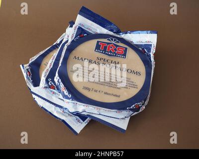 LONDON - CIRCA DECEMBER 2021: TRS packet of pappadums Stock Photo