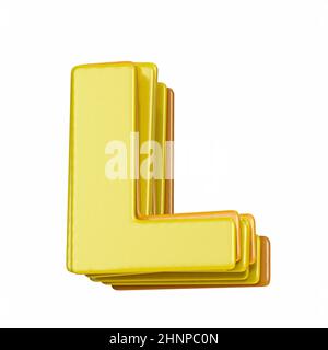 Yellow font Letter L 3D render illustration isolated on white background Stock Photo